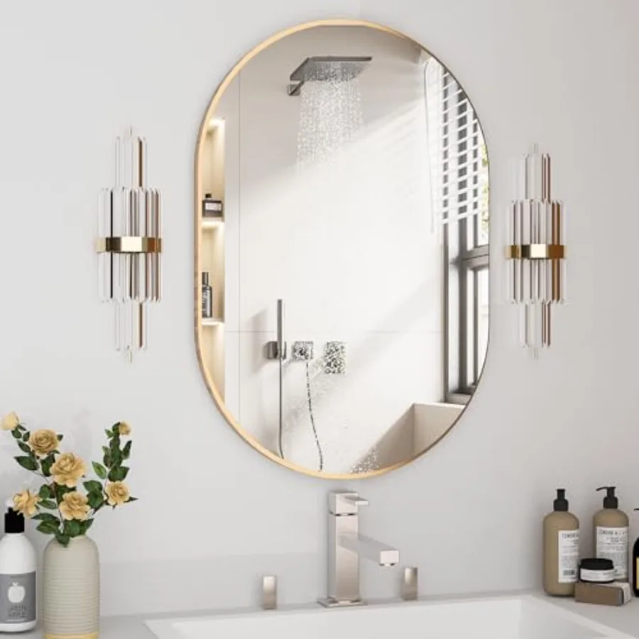 Oval Bathroom Mirror Capsule Wall Vanity Mirror, 20"x30" Pill Mirrors Wall Mounted Mirror, Large Modern Mirror with Metal Frame
Oval Bathroom Mirror Capsule Wall Vanity Mirror, 20"x30" Pill Mirrors Wall Mounted Mirror, Large Modern Mirror with Metal Frame