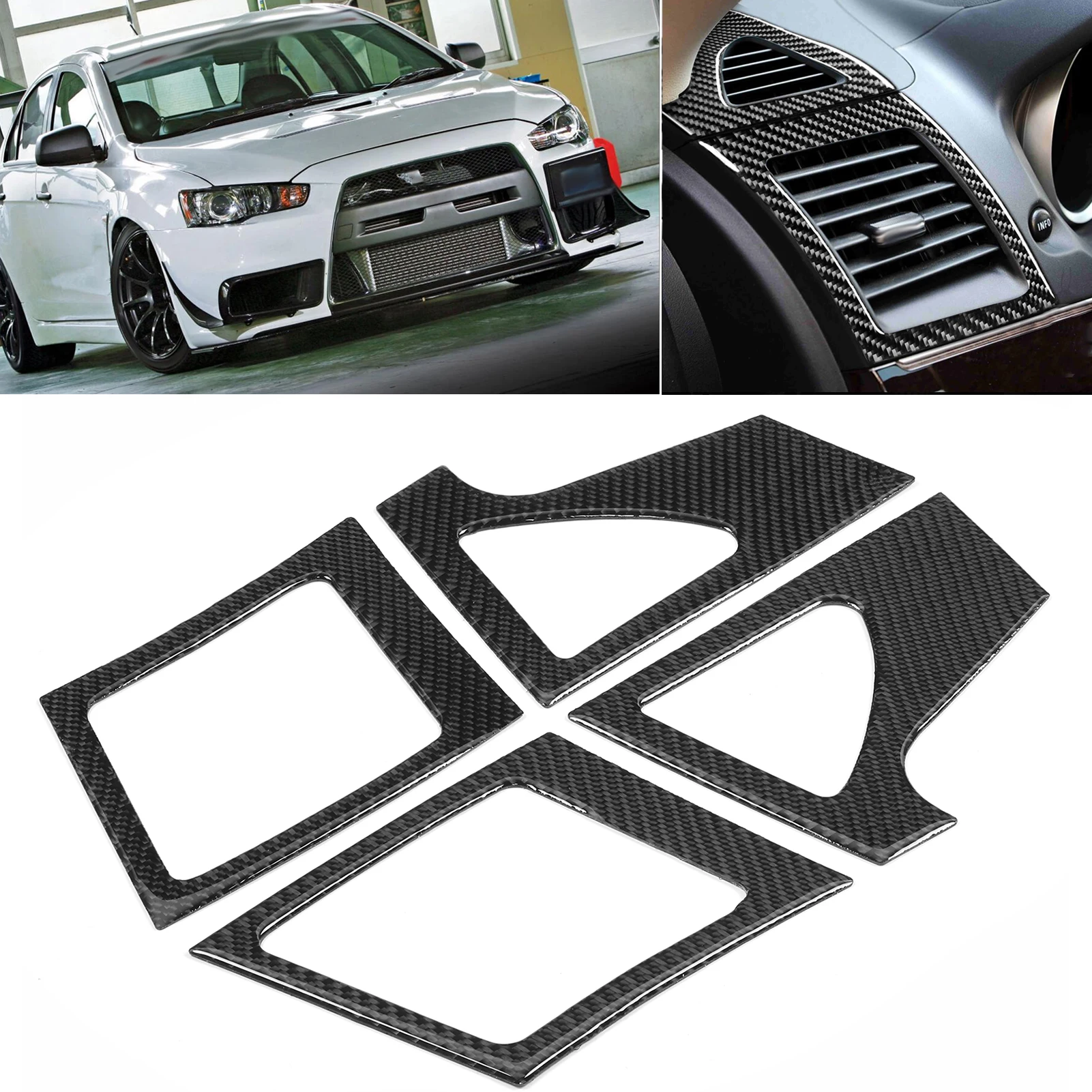 4Pcs Dashboard Air Vent Cover Outlet Carbon Fiber Trim Left/Right Fit for Mitsubishi Lancer 2008‑2016
4Pcs Dashboard Air Vent Cover Outlet Carbon Fiber Trim Left/Right Fit for Mitsubishi Lancer 2008‑2016