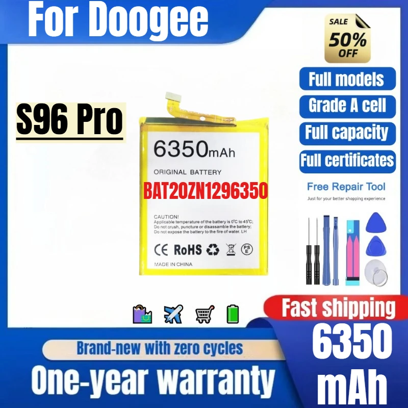 BAT20ZN1296350 for Doogee S96 Pro Phone Battery 0 Cycle High Quality High Capacity Replacement Bateria Grade A Cell with Tools
BAT20ZN1296350 for Doogee S96 Pro Phone Battery 0 Cycle High Quality High Capacity Replacement Bateria Grade A Cell with Tools