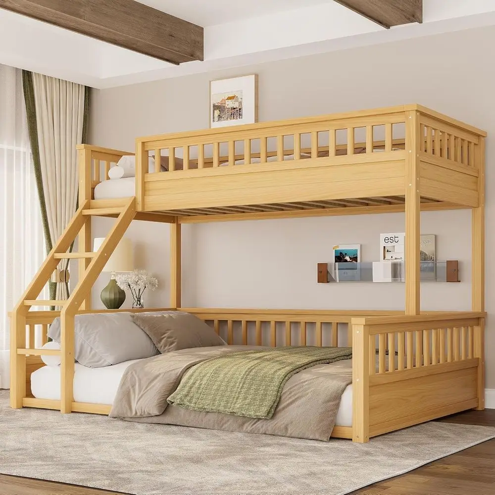 emave Low Bunk Bed Twin XL Over Queen loor Bunk Bed with Ladder and Guardrail Wood Detachable Bunk Bed e or Boys, Girls, No Spri
emave Low Bunk Bed Twin XL Over Queen loor Bunk Bed with Ladder and Guardrail Wood Detachable Bunk Bed e or Boys, Girls, No Spri