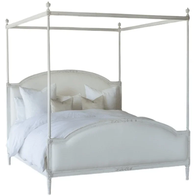 French retro old solid wood bed, American carved bedroom double bed
French retro old solid wood bed, American carved bedroom double bed