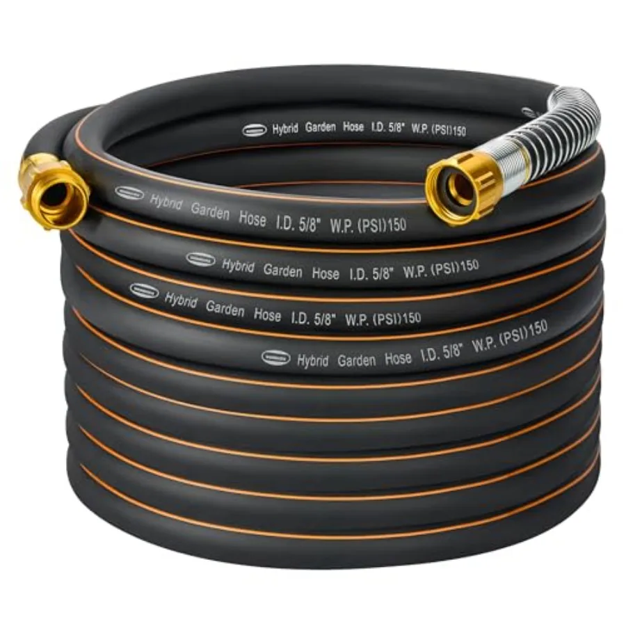 5/8 in. × 50 ft. High Flow Heavy Duty Garden Hose Flexible Hybrid Rubber Water Hose No Memory Durable Premium Water Hose for Wa
5/8 in. × 50 ft. High Flow Heavy Duty Garden Hose Flexible Hybrid Rubber Water Hose No Memory Durable Premium Water Hose for Wa
