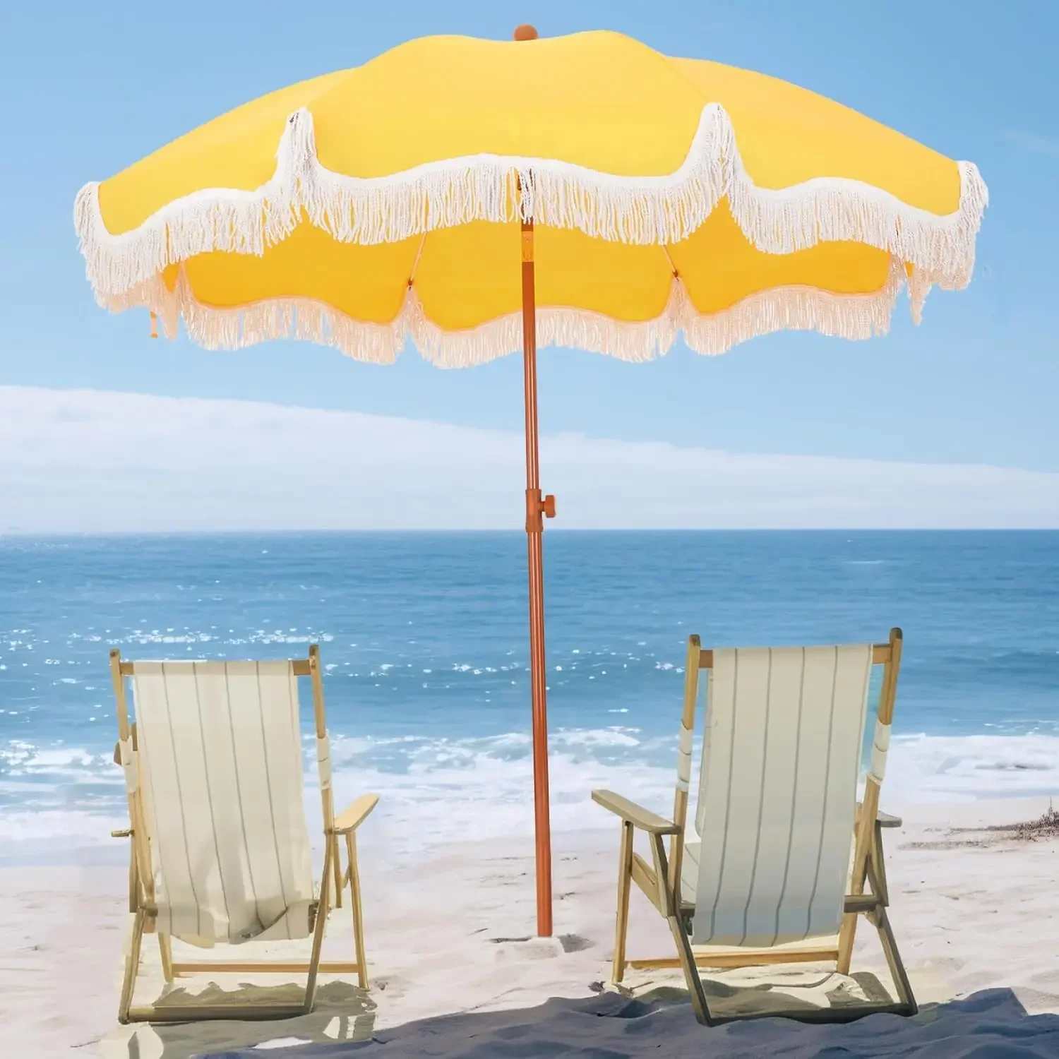 7ft Patio Umbrellas with Fringe, Outdoor Tilt Beach Umbrella Portable for Sand, UPF 50+ Canopy with 8 High Wind Proof Fiberglass
7ft Patio Umbrellas with Fringe, Outdoor Tilt Beach Umbrella Portable for Sand, UPF 50+ Canopy with 8 High Wind Proof Fiberglass