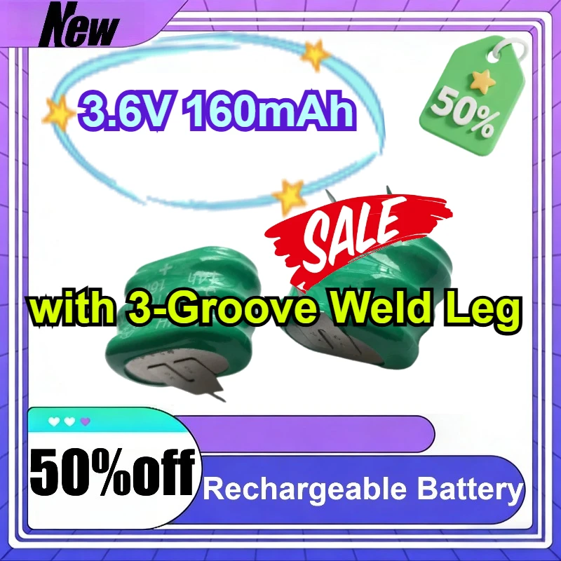 2Pcs/lot 3.6V 160mAh Ni-MH Rechargeable Coin Battery with 3-Groove Weld Leg & Straight-Through Pin for PCB & Motherboard Backup
2Pcs/lot 3.6V 160mAh Ni-MH Rechargeable Coin Battery with 3-Groove Weld Leg & Straight-Through Pin for PCB & Motherboard Backup