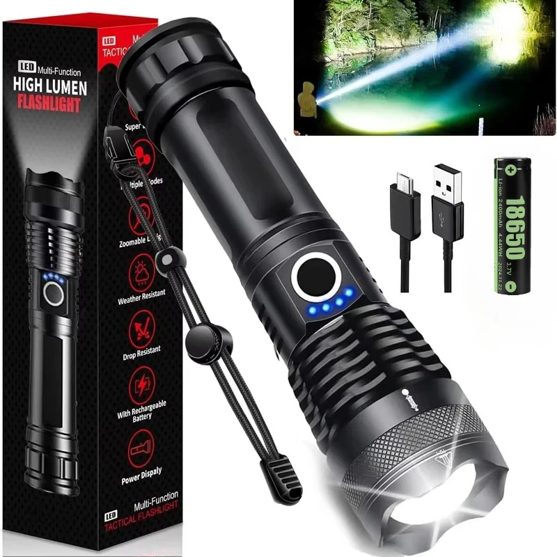 Супер яркий мощный светодиодный фонарик дальнего действия, тактический фонарь, аварийный телескопический фонарь с зумом, использование батареи 18650/26650
Супер яркий мощный светодиодный фонарик дальнего действия, тактический фонарь, аварийный телескопический фонарь с зумом, использование батареи 18650/26650