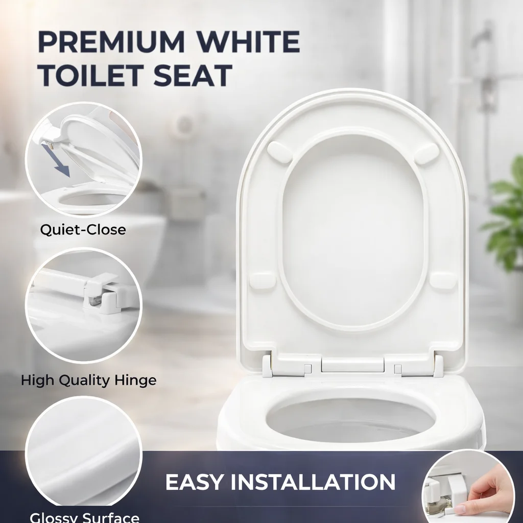Whisper Close Toilet Lid, Easy Install Design, Long Lasting Toilet Seat for Daily Bathroom Use
Whisper Close Toilet Lid, Easy Install Design, Long Lasting Toilet Seat for Daily Bathroom Use