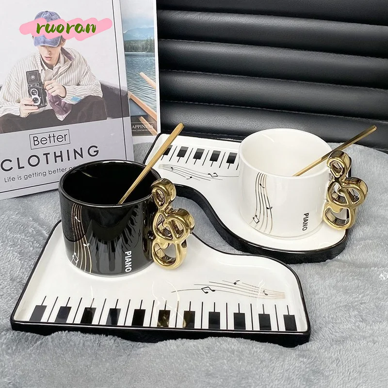 Piano Notes Ceramic Coffee Mug with Saucer Creative Gift Set for Home Afternoon Tea
Piano Notes Ceramic Coffee Mug with Saucer Creative Gift Set for Home Afternoon Tea