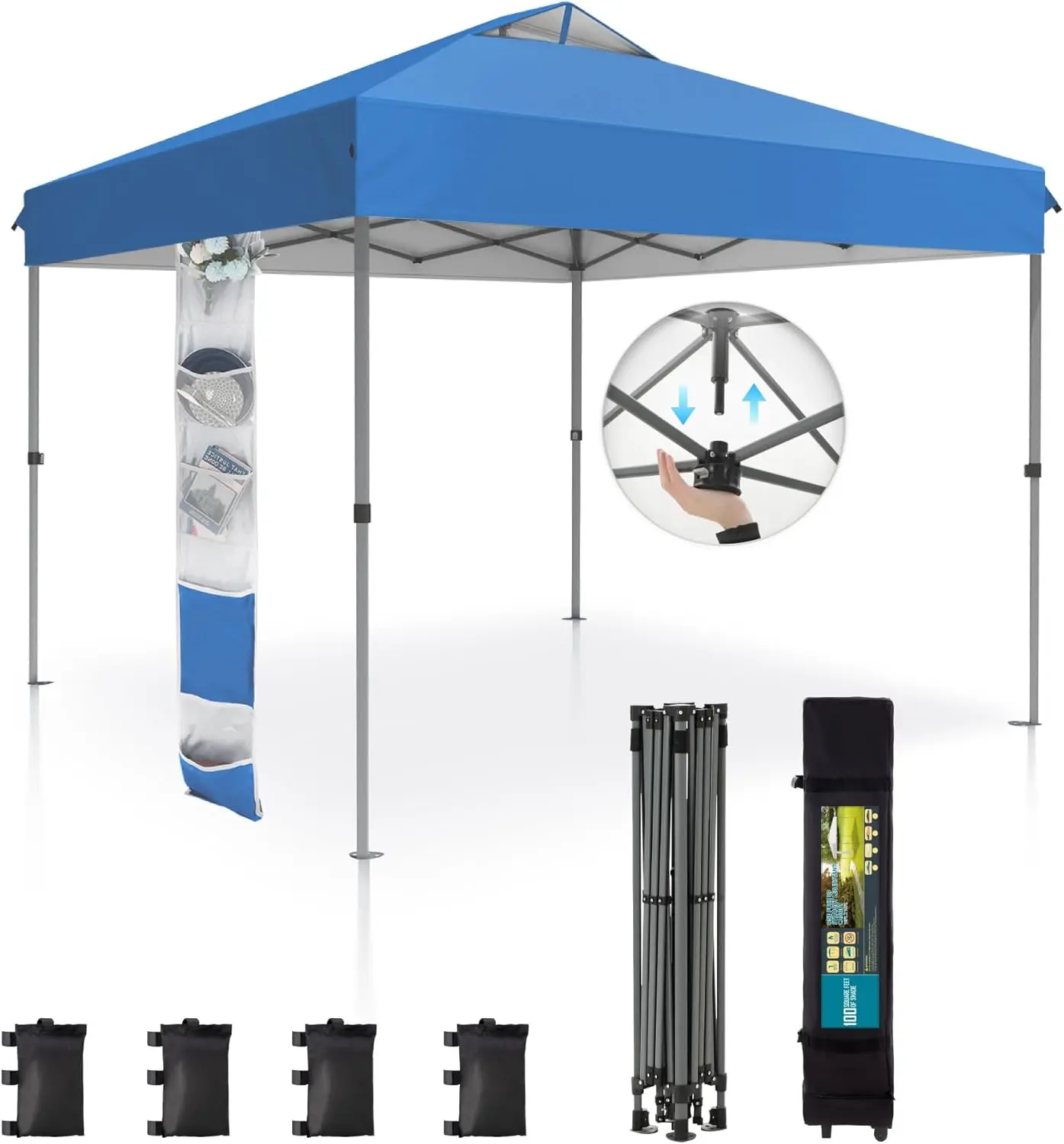 Canopy Tent Pop Up 10x10 ft One Person Push Set Up Tent, Outdoor Canopies Shelter Heavy Duty Straight Legs with 4 Sandbags &
Canopy Tent Pop Up 10x10 ft One Person Push Set Up Tent, Outdoor Canopies Shelter Heavy Duty Straight Legs with 4 Sandbags &