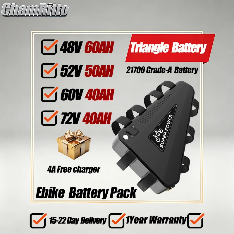 36v 48V 52v 50Ah 30Ah 40Ah E bike Battery 60V 72V Triangle Lithium Ion Batteries Pack 1500W 2000W Electric Mountain Bike Battery
36v 48V 52v 50Ah 30Ah 40Ah E bike Battery 60V 72V Triangle Lithium Ion Batteries Pack 1500W 2000W Electric Mountain Bike Battery