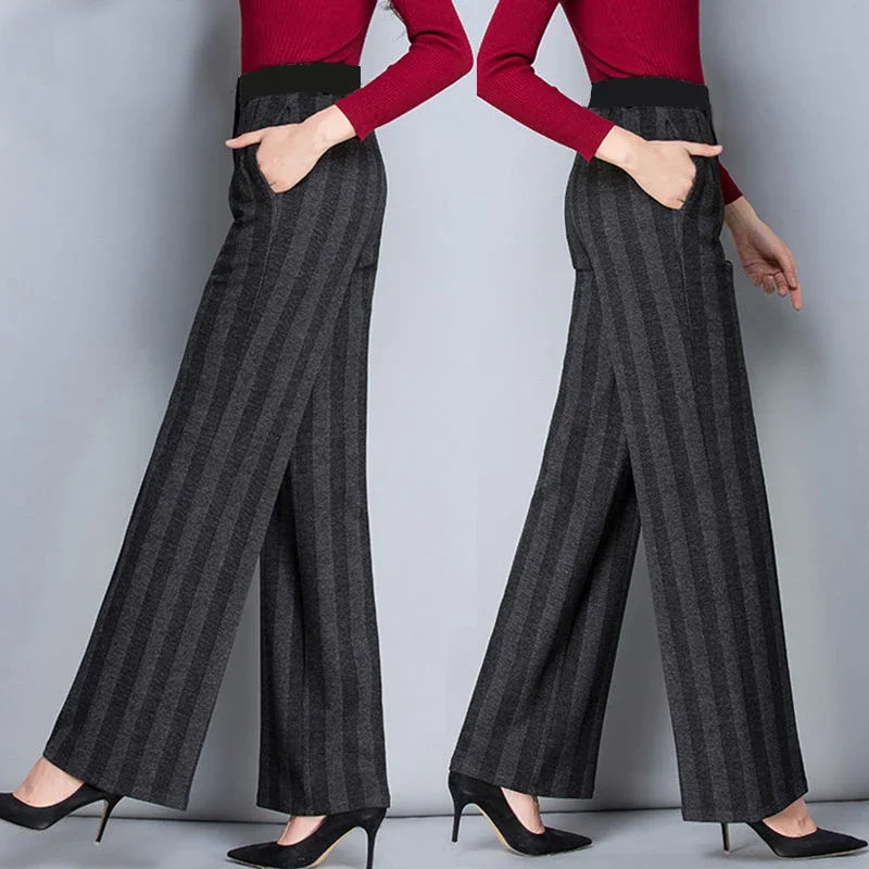New Autumn Winter Women's Striped Elegant High Waist Straight Wide Leg Pants Casual Middle-Aged Office Lady Plush Thick Trousers
New Autumn Winter Women's Striped Elegant High Waist Straight Wide Leg Pants Casual Middle-Aged Office Lady Plush Thick Trousers