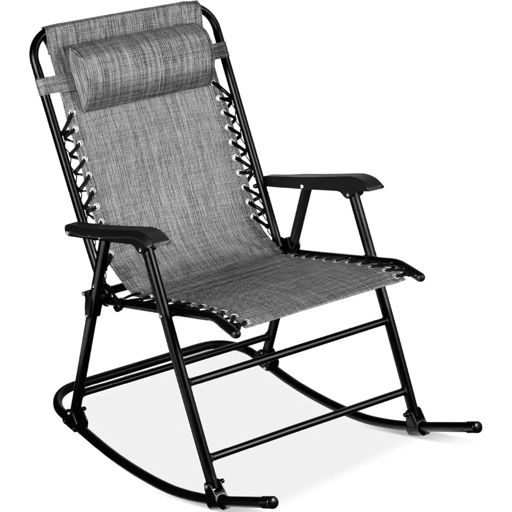 Outdoor Folding Rocking Chair, Zero Gravity Lounge Chair, Patio Rocker w/Headrest Pillow
Outdoor Folding Rocking Chair, Zero Gravity Lounge Chair, Patio Rocker w/Headrest Pillow