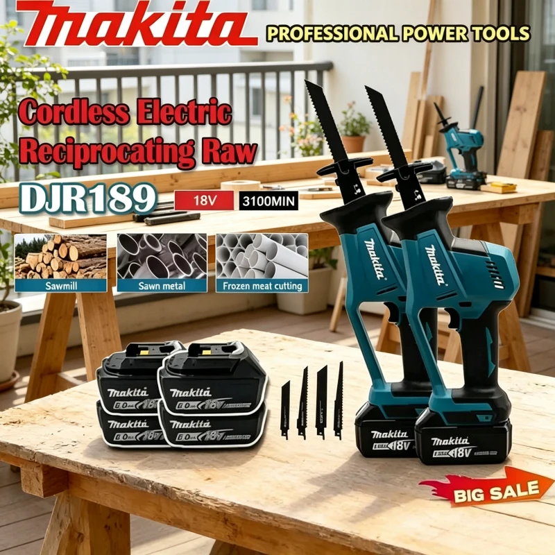 Makita DJR189 Portable Saw Power Tool Rechargeable 18V Cordless Brushless Electric Reciprocating Saw Wood Metal Cutting Saw
Makita DJR189 Portable Saw Power Tool Rechargeable 18V Cordless Brushless Electric Reciprocating Saw Wood Metal Cutting Saw