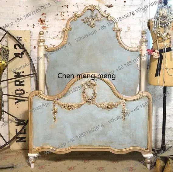 French retro old American engraved gold-painted solid wood double 1.8 meters court style furniture customization
French retro old American engraved gold-painted solid wood double 1.8 meters court style furniture customization