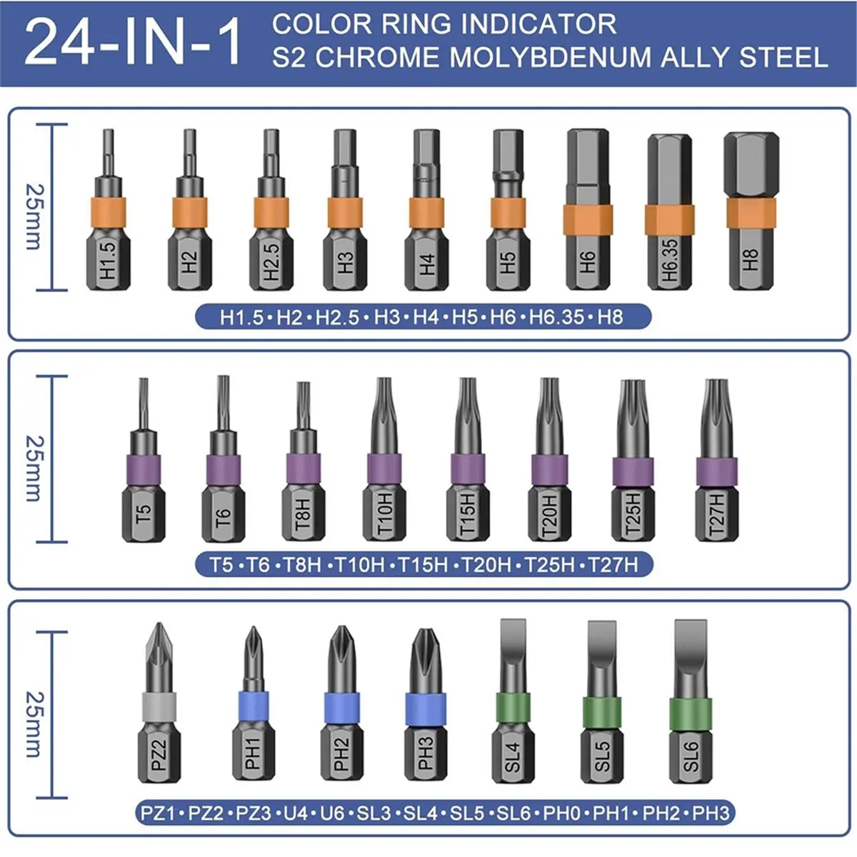 A58Z 24 in 1 Magnetic Screwdriver Set Multi Bit Magnetic Drive Set with Detachable Ratchet Handle for Furniture Computer Bike
A58Z 24 in 1 Magnetic Screwdriver Set Multi Bit Magnetic Drive Set with Detachable Ratchet Handle for Furniture Computer Bike