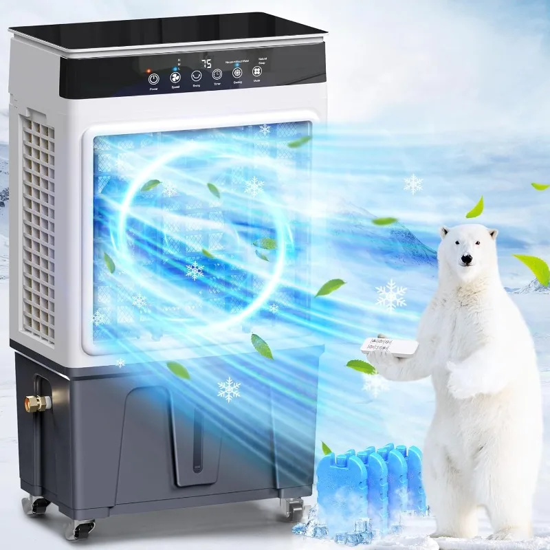 Evaporative Air Cooler, 3500CFM 3-in-1 Swamp Cooler with 7.5Gal Water Tank, 120° Oscillation, 3 Speeds 3 Modes
Evaporative Air Cooler, 3500CFM 3-in-1 Swamp Cooler with 7.5Gal Water Tank, 120° Oscillation, 3 Speeds 3 Modes