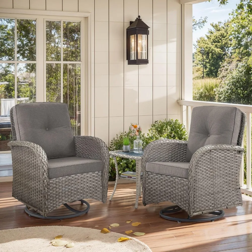 Outdoor Swivel Glider Rocker Chairs - 3 Piece Wicker Patio Furniture Set, All Weather Patio Bistro Sets with Glass, Customized
Outdoor Swivel Glider Rocker Chairs - 3 Piece Wicker Patio Furniture Set, All Weather Patio Bistro Sets with Glass, Customized