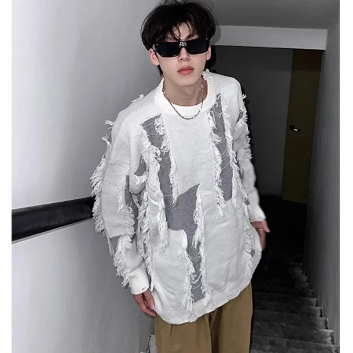 American Style Men's Knitted Sweater round Neck Tassel Design Autumn Winter plus Size 115kg Casual Loose Fit Polyester Fiber
American Style Men's Knitted Sweater round Neck Tassel Design Autumn Winter plus Size 115kg Casual Loose Fit Polyester Fiber
