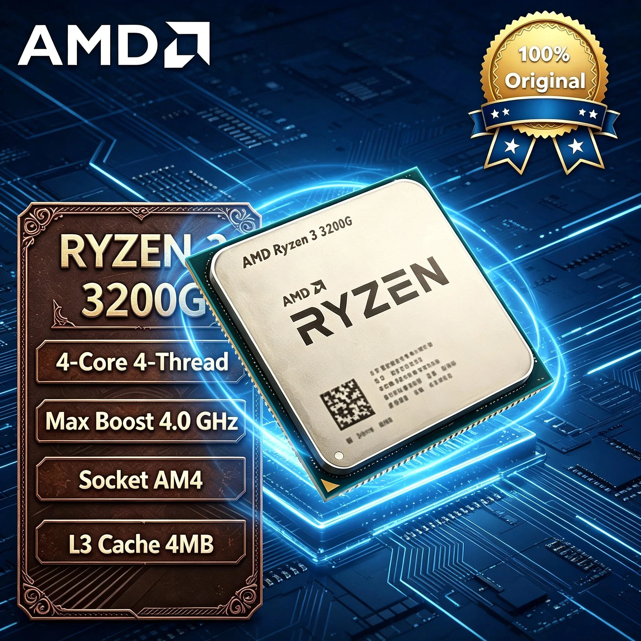 AMD Ryzen 3 3200G 4C4T 3.6GHz 65W AM4 CPU Radeon Vega 8 Graphics Desktop Processor Pro Max Original Unit
AMD Ryzen 3 3200G 4C4T 3.6GHz 65W AM4 CPU Radeon Vega 8 Graphics Desktop Processor Pro Max Original Unit