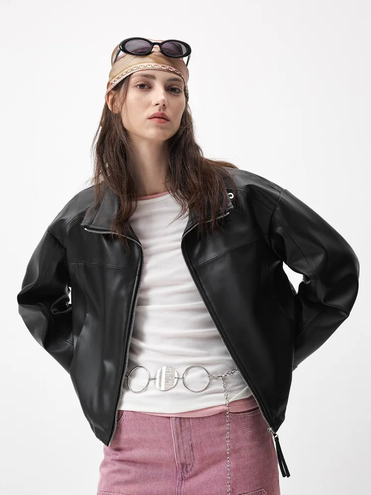 Basic Jacket Sheepskin Leather Jacket Women Real Leather Handsome Jacket Black Unisex Lapel Collar Zipper Short Top abrigo mujer
Basic Jacket Sheepskin Leather Jacket Women Real Leather Handsome Jacket Black Unisex Lapel Collar Zipper Short Top abrigo mujer
