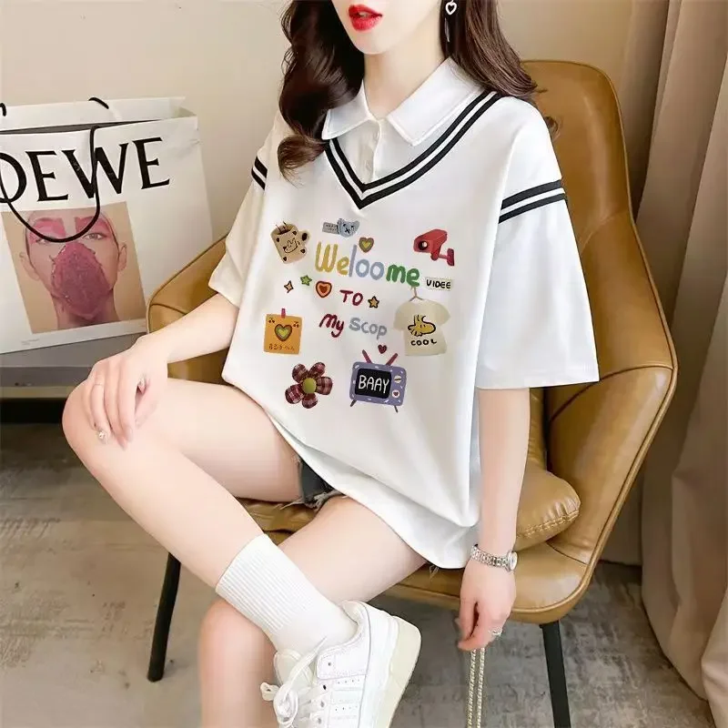 Summer New Style Polo Collar Fake Two-piece Short-sleeved Loose Contrasting Color Block College Style Fashionable Versatile
Summer New Style Polo Collar Fake Two-piece Short-sleeved Loose Contrasting Color Block College Style Fashionable Versatile