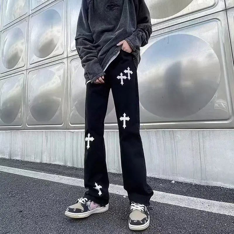 Cross Black Men's Jeans American Retro Harajuku Y2K Baggy Jeans Hip-Hop Streetwear Trousers 2025 Casual Wide-Leg Straight Pants
Cross Black Men's Jeans American Retro Harajuku Y2K Baggy Jeans Hip-Hop Streetwear Trousers 2025 Casual Wide-Leg Straight Pants