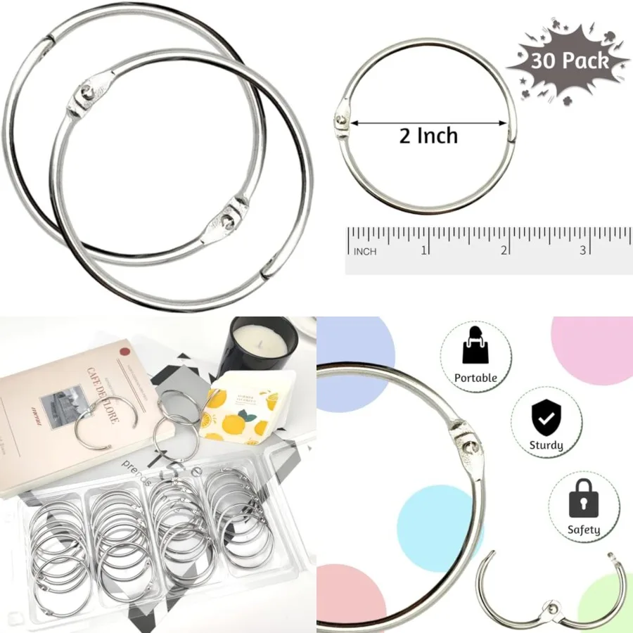 2 Inch 30 Pack Loose Leaf Binder Rings, Keychain Key Ring with Metal Nickel Plated for Index Cards, Ideal for School, Home, or
2 Inch 30 Pack Loose Leaf Binder Rings, Keychain Key Ring with Metal Nickel Plated for Index Cards, Ideal for School, Home, or