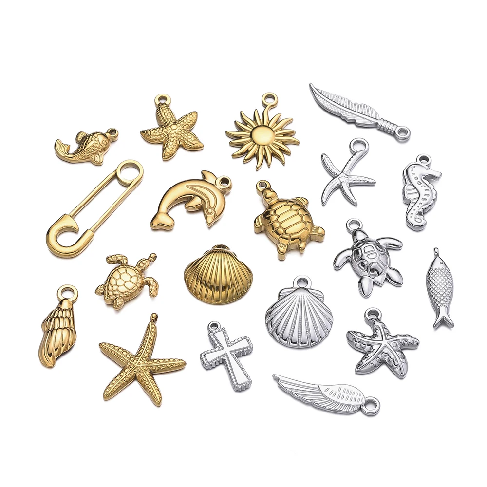 2Pcs/pack Stainless Steel Ocean Animal Turtle Shell Conch Starfish Charms Pendant for DIY Jewelry Necklace Making Accessories
2Pcs/pack Stainless Steel Ocean Animal Turtle Shell Conch Starfish Charms Pendant for DIY Jewelry Necklace Making Accessories