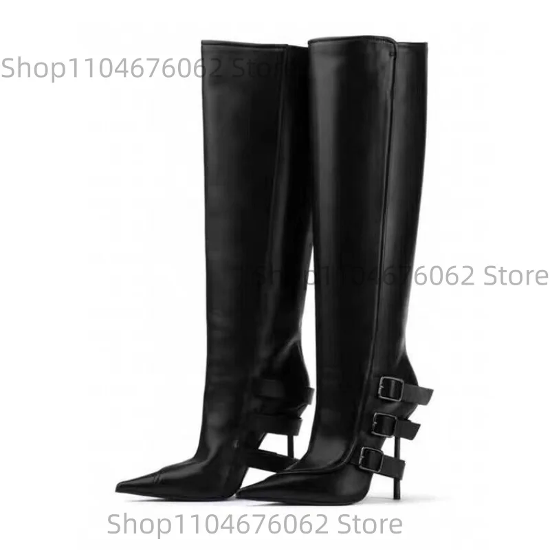 Женские черные кожаные сапоги до колена на шпильке, дизайнерские ботинки с тройной пряжкой, элегантные острые женские ботинки для ночного клуба
Женские черные кожаные сапоги до колена на шпильке, дизайнерские ботинки с тройной пряжкой, элегантные острые женские ботинки для ночного клуба