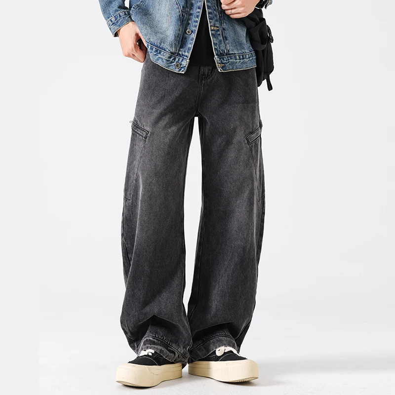 2026 Spring Autumn New Cotton and Lyocell Big-pocket Wide-leg Jeans for Men Clothing Comfort Zipper Gray Trousers
2026 Spring Autumn New Cotton and Lyocell Big-pocket Wide-leg Jeans for Men Clothing Comfort Zipper Gray Trousers
