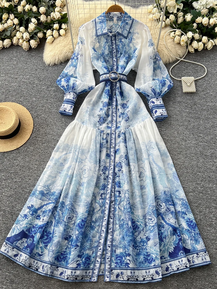 Retro Court Sle Blue And White Porcelain Print Dr Women's Long Sve Slimming A-Line Dr Ele Aosphere
Retro Court Sle Blue And White Porcelain Print Dr Women's Long Sve Slimming A-Line Dr Ele Aosphere