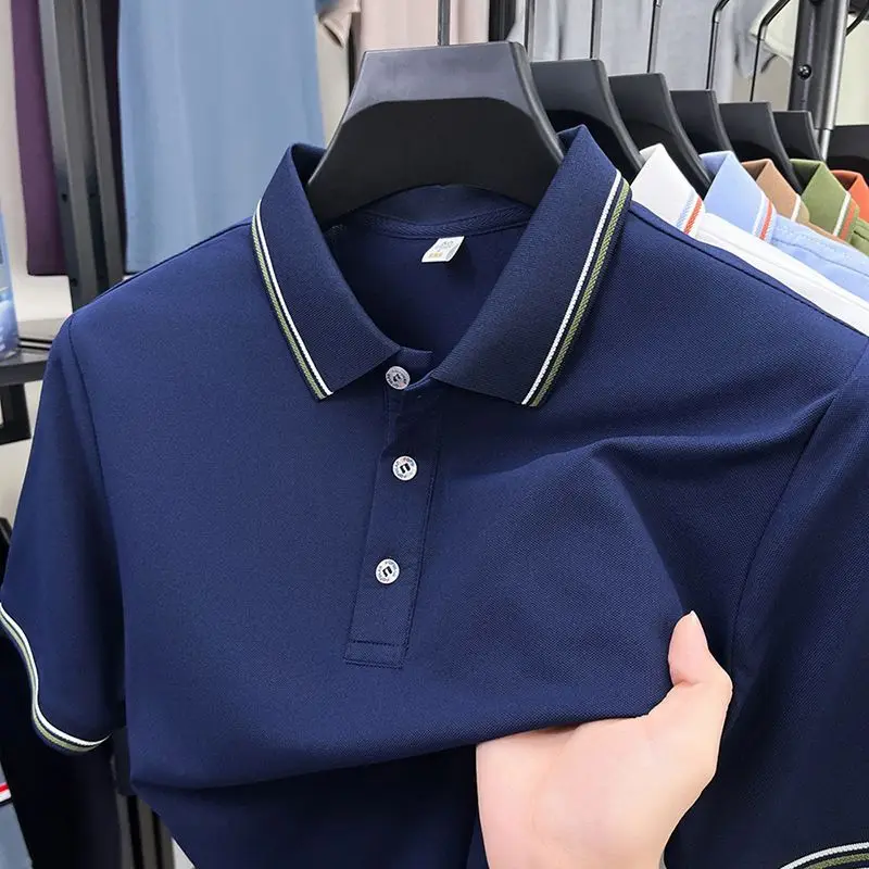 Turn-down Collar Solid Color Short-sleeve Polo Shirts Casual T-shirt New Summer Cotton Men's Top Fashion 2025
Turn-down Collar Solid Color Short-sleeve Polo Shirts Casual T-shirt New Summer Cotton Men's Top Fashion 2025
