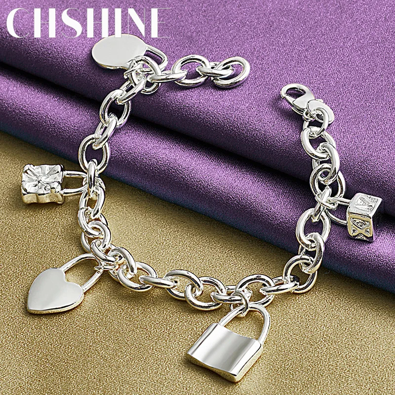 CHSHINE 925 Sterling Silver Square Heart Round Lock Pendant Bracelet For Women Fashion Charm Jewelry Gifts
CHSHINE 925 Sterling Silver Square Heart Round Lock Pendant Bracelet For Women Fashion Charm Jewelry Gifts