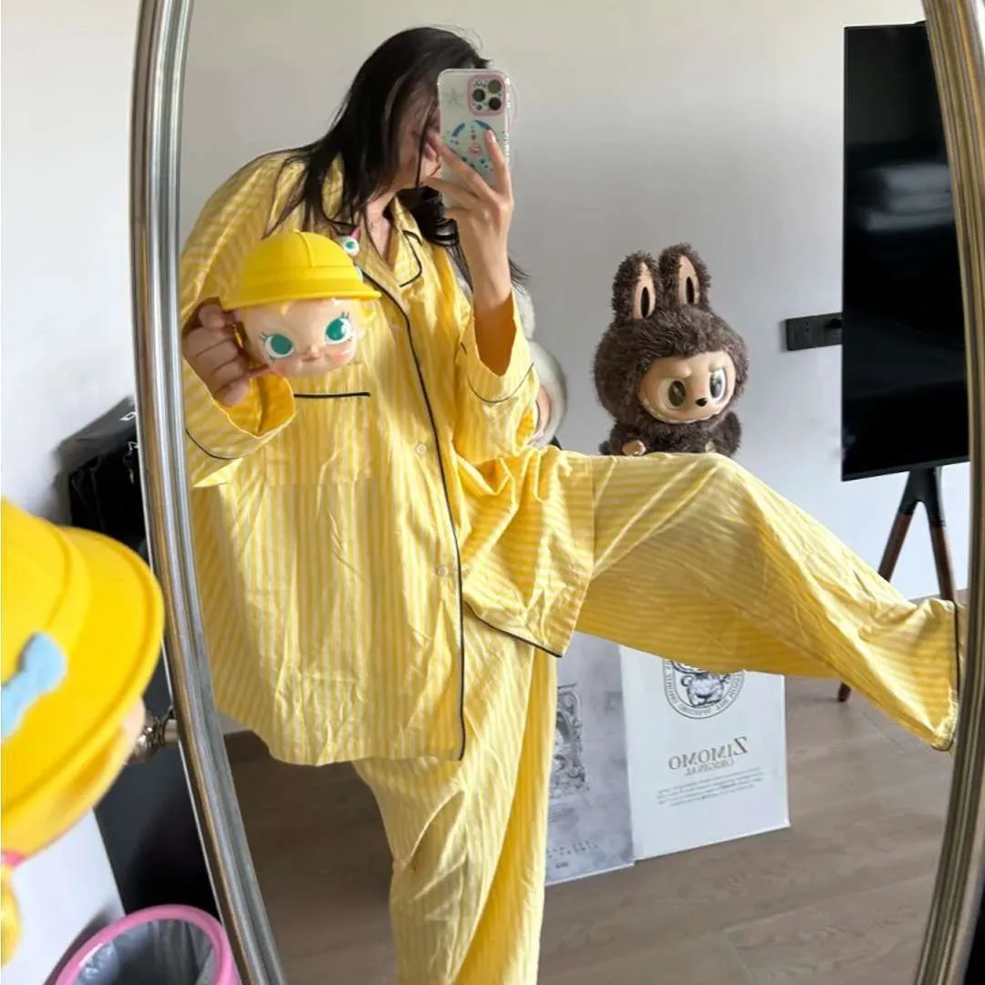 Lazy Stripe Sleepwear Women's Spring Autumn New Large Size Long Sleeve Long Pants Home Clothes Set Can Be Worn Outside
Lazy Stripe Sleepwear Women's Spring Autumn New Large Size Long Sleeve Long Pants Home Clothes Set Can Be Worn Outside