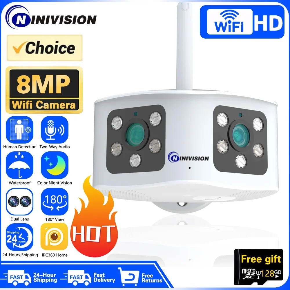 8MP 4K HD Dual Lens WIFI Surveillance Camera 180° Viewing Angle Color Night Vision Remote Access Home Smart Baby Monitor Camera
8MP 4K HD Dual Lens WIFI Surveillance Camera 180° Viewing Angle Color Night Vision Remote Access Home Smart Baby Monitor Camera