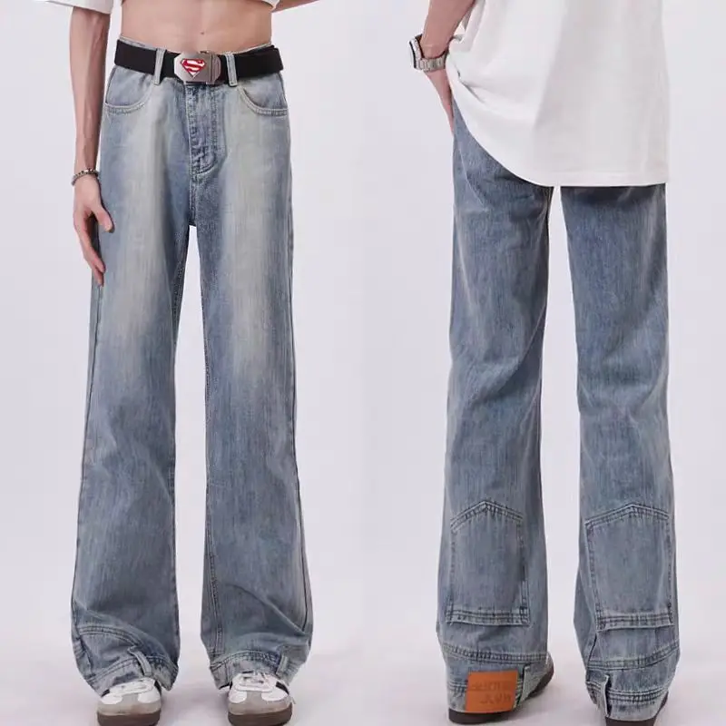 Loose Straight Leg Jeans Men Women Fashion Brand Washed American High Street Micro Flared Long Trousers Youth Casual Jeans
Loose Straight Leg Jeans Men Women Fashion Brand Washed American High Street Micro Flared Long Trousers Youth Casual Jeans