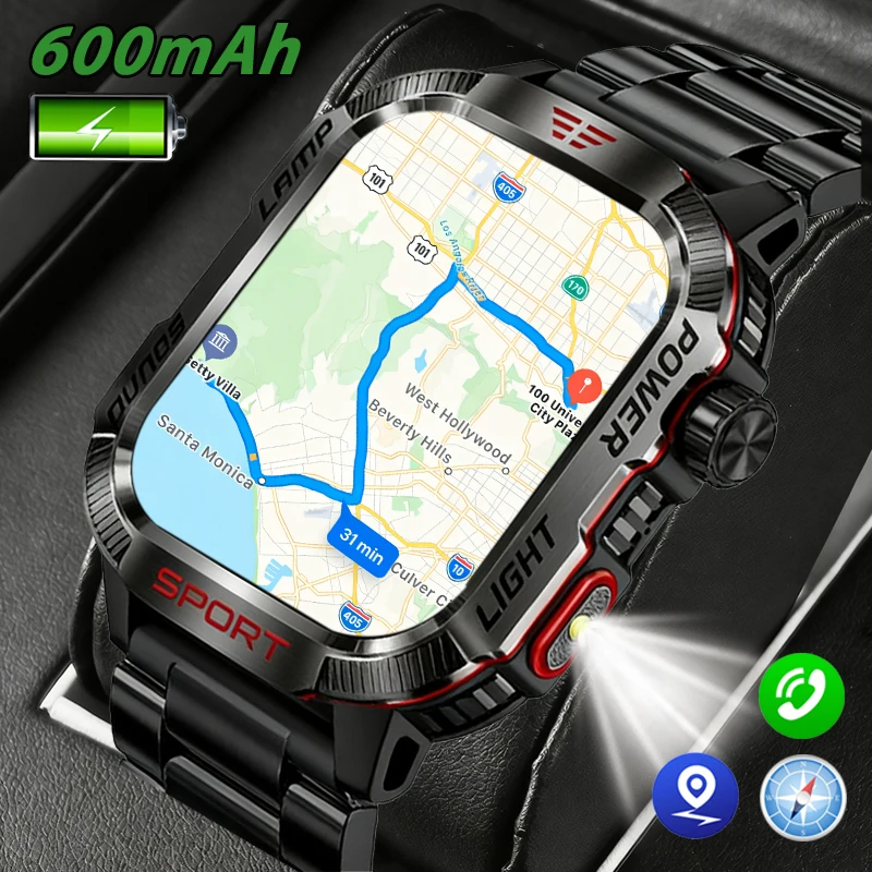Military Outdoor GPS Sports Smart Watch Men IP68 Waterproof 600 mAh Battery Heart Rate LED flashlight Bluetooth Call SmartWatch
Military Outdoor GPS Sports Smart Watch Men IP68 Waterproof 600 mAh Battery Heart Rate LED flashlight Bluetooth Call SmartWatch