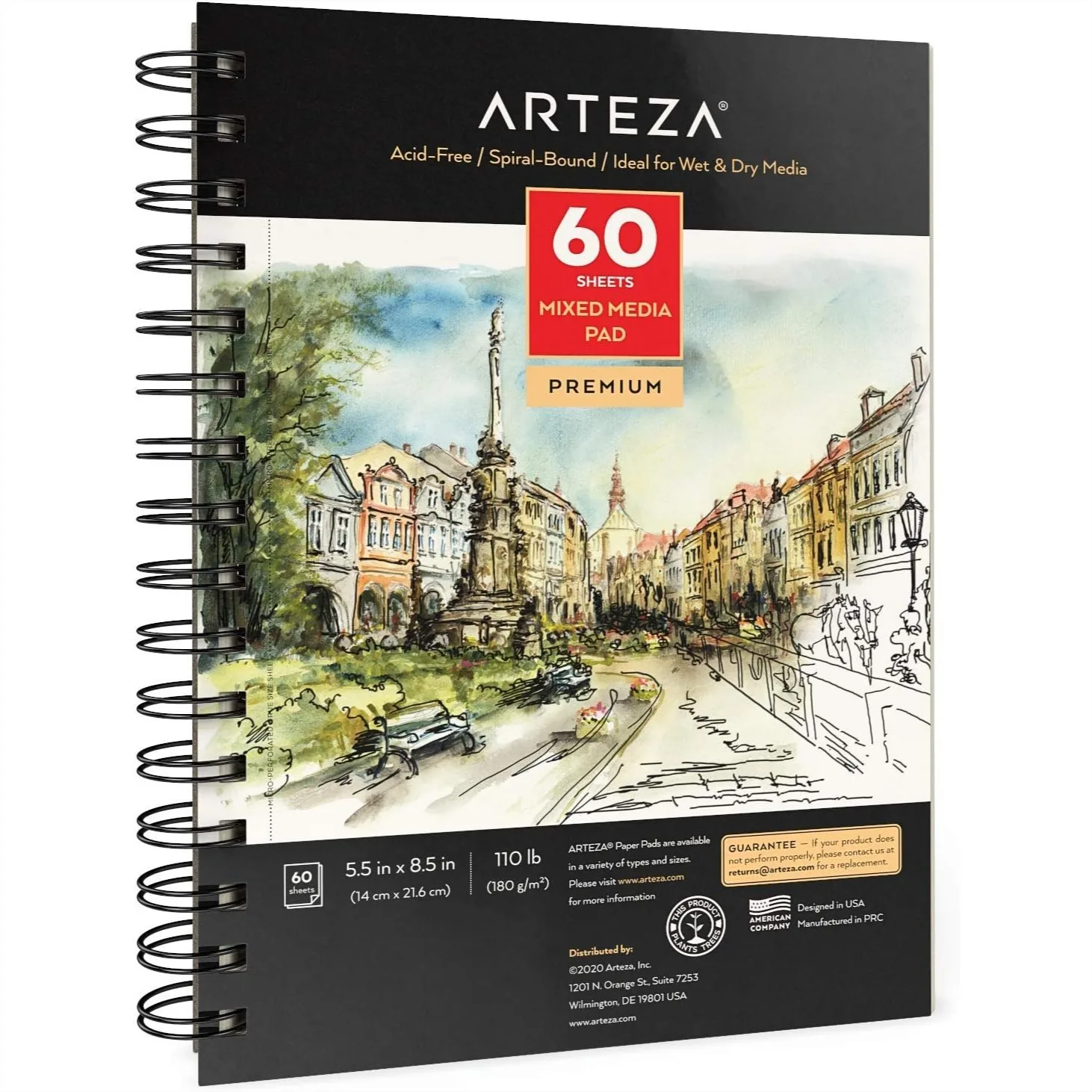Mixed Media Sketchbook 5.5x8.5 Inches, 60 Sheets, Micro-Perforated Spiral-Bound Paper Pad for Wet and Dry Media
Mixed Media Sketchbook 5.5x8.5 Inches, 60 Sheets, Micro-Perforated Spiral-Bound Paper Pad for Wet and Dry Media