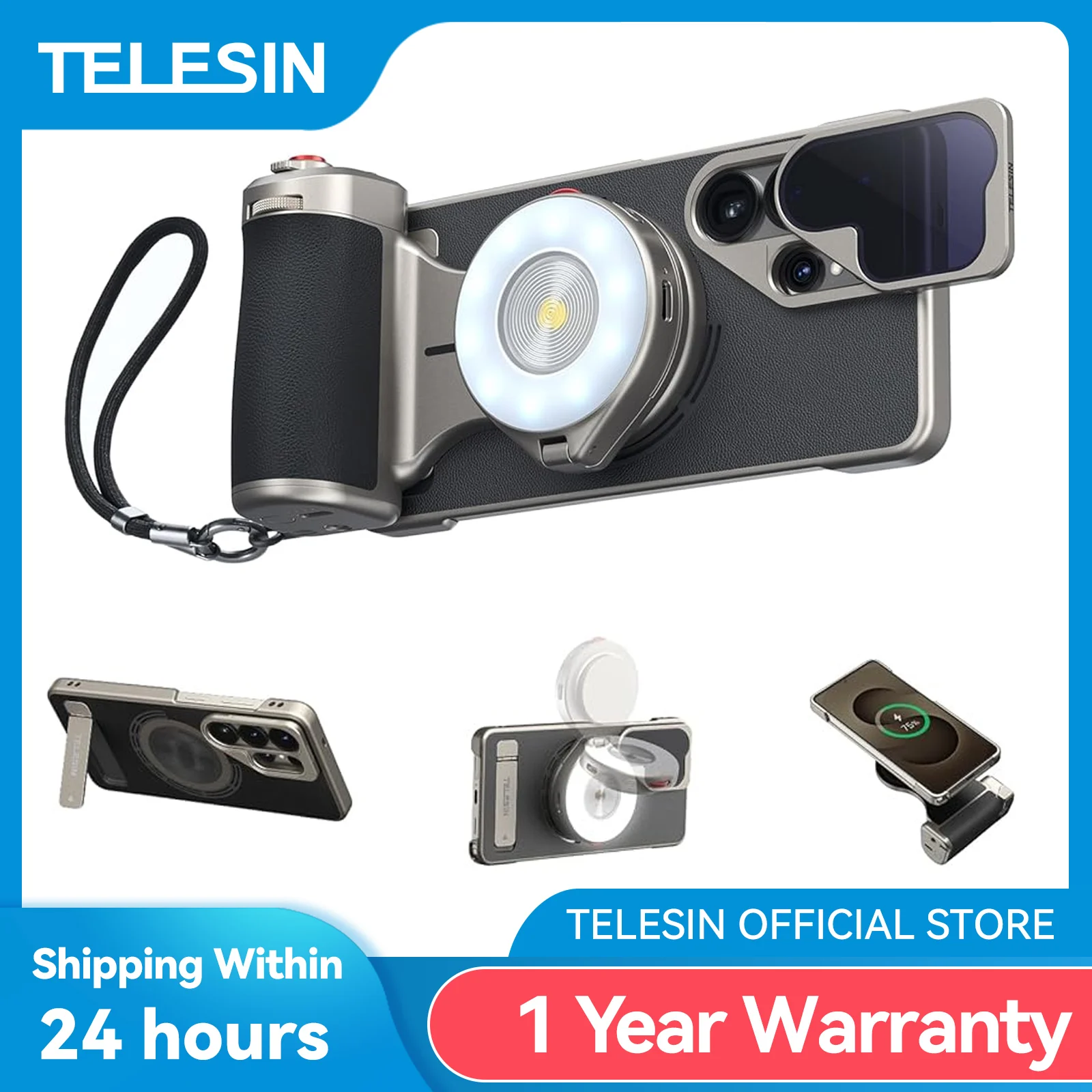 TELESIN Master Grip Kit for SAMSUNG S26 Ultra Magnetic Phone Camera Grip 3200mAh Battery Wireless Charging ND Filter Fill light
TELESIN Master Grip Kit for SAMSUNG S26 Ultra Magnetic Phone Camera Grip 3200mAh Battery Wireless Charging ND Filter Fill light