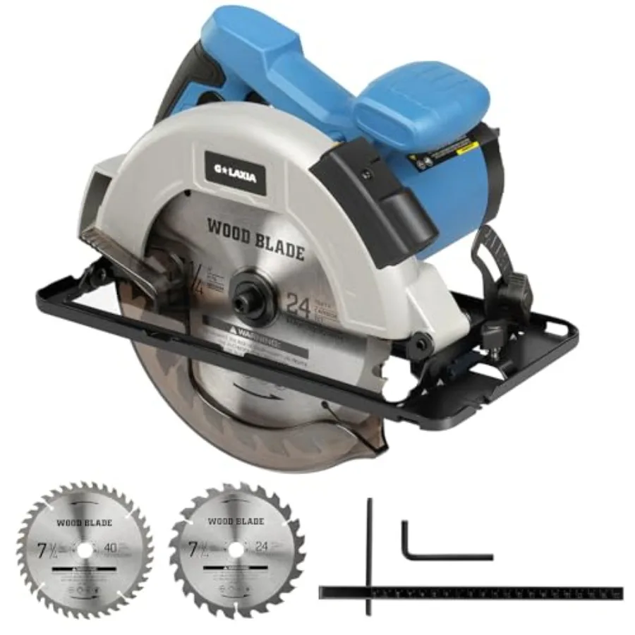 Carpentry tool for wood and plastic precision cutting: corded 11A circular saw with 6000RPM laser guide adjustable depth 2-1/2
Carpentry tool for wood and plastic precision cutting: corded 11A circular saw with 6000RPM laser guide adjustable depth 2-1/2