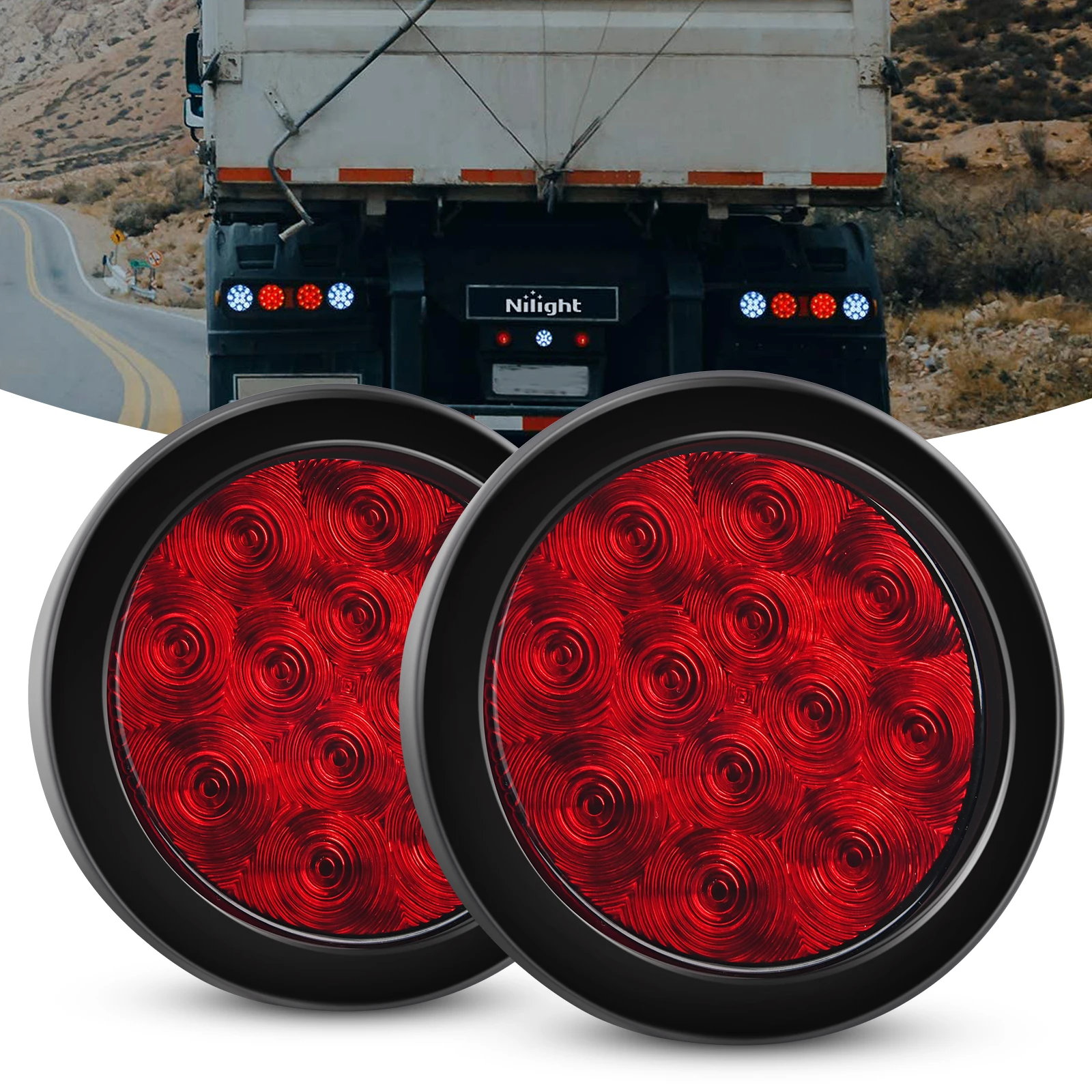Nilight 4" Round Red LED Trailer Tail Lights w/Surface Mount Grommet Plugs IP67 Stop Brake Turn Tail Lights for Truck Trailer RV Jeep 2PCS
Nilight 4" Round Red LED Trailer Tail Lights w/Surface Mount Grommet Plugs IP67 Stop Brake Turn Tail Lights for Truck Trailer RV Jeep 2PCS