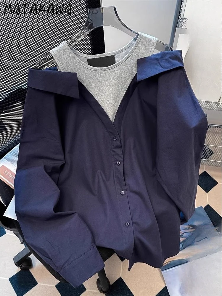 Matakawa Fake 2 Pieces Women Shirts&blouses Hollow Out Spring Autumn Blusas Mujer Korean Fashion Elegant Retro Camisas
Matakawa Fake 2 Pieces Women Shirts&blouses Hollow Out Spring Autumn Blusas Mujer Korean Fashion Elegant Retro Camisas
