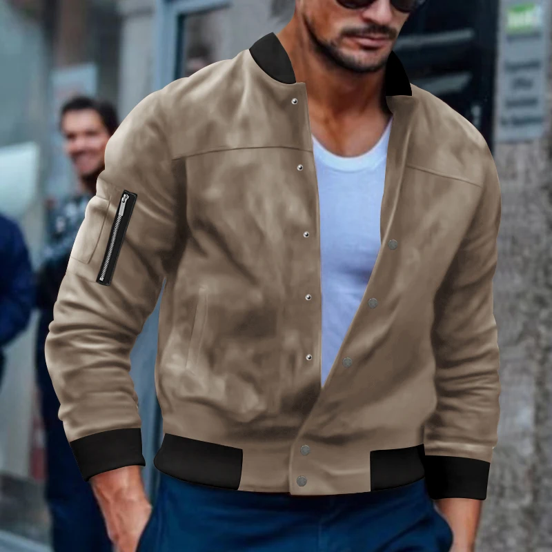Autumn and winter season suede stand collar men's button jacket windproof warm casual fashionable American coat men
Autumn and winter season suede stand collar men's button jacket windproof warm casual fashionable American coat men