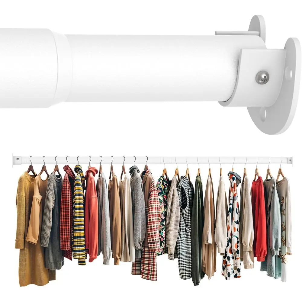 Adjustable Heavy-Duty White Metal Closet Rod, 17-87 Range, 1.3 Diameter, with Brackets for Hanging Clothes
Adjustable Heavy-Duty White Metal Closet Rod, 17-87 Range, 1.3 Diameter, with Brackets for Hanging Clothes