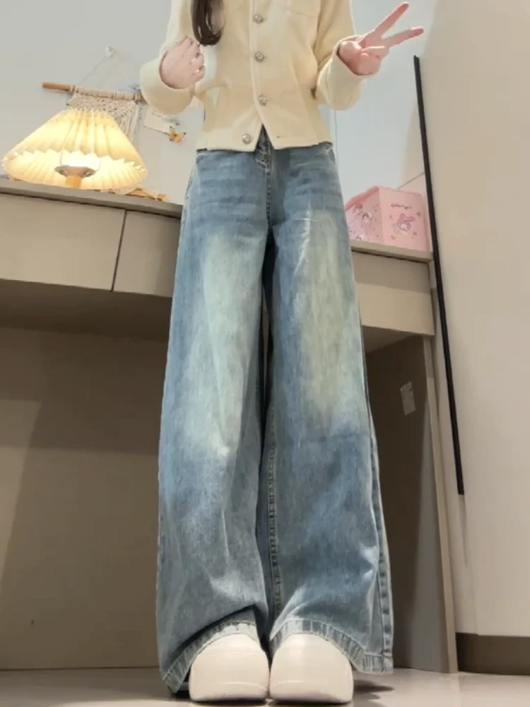 Retro American High Waist Wide Leg Blue Jeans Women's Autumn Winter Loose Slim Straight Floor-Length Pants Casual Jeans
Retro American High Waist Wide Leg Blue Jeans Women's Autumn Winter Loose Slim Straight Floor-Length Pants Casual Jeans