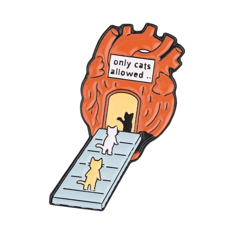 Only Cats Allowed To Enter Heart Enamel Pin Cartoon Kittens Climbing Stairs Enter Anatomical Heart Door Brooch Bag Badge Jewelry
Only Cats Allowed To Enter Heart Enamel Pin Cartoon Kittens Climbing Stairs Enter Anatomical Heart Door Brooch Bag Badge Jewelry