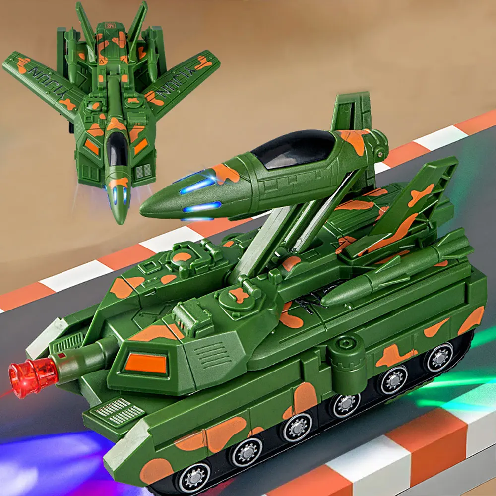 Электрический танк-истребитель, модель деформируемого самолета, универсальный светильник для вождения, музыкальная игрушечная машина, детский забавный рождественский подарок VG243 
Электрический танк-истребитель, модель деформируемого самолета, универсальный светильник для вождения, музыкальная игрушечная машина, детский забавный рождественский подарок VG243