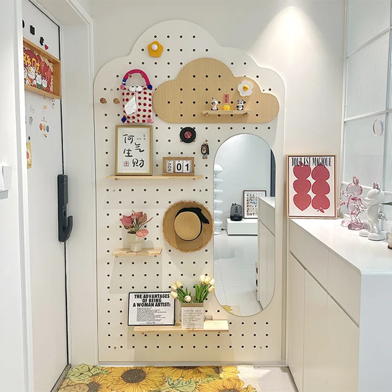 Hole board entrance wall painting shelf wall solid wood hanging board home baffle storage rack
Hole board entrance wall painting shelf wall solid wood hanging board home baffle storage rack