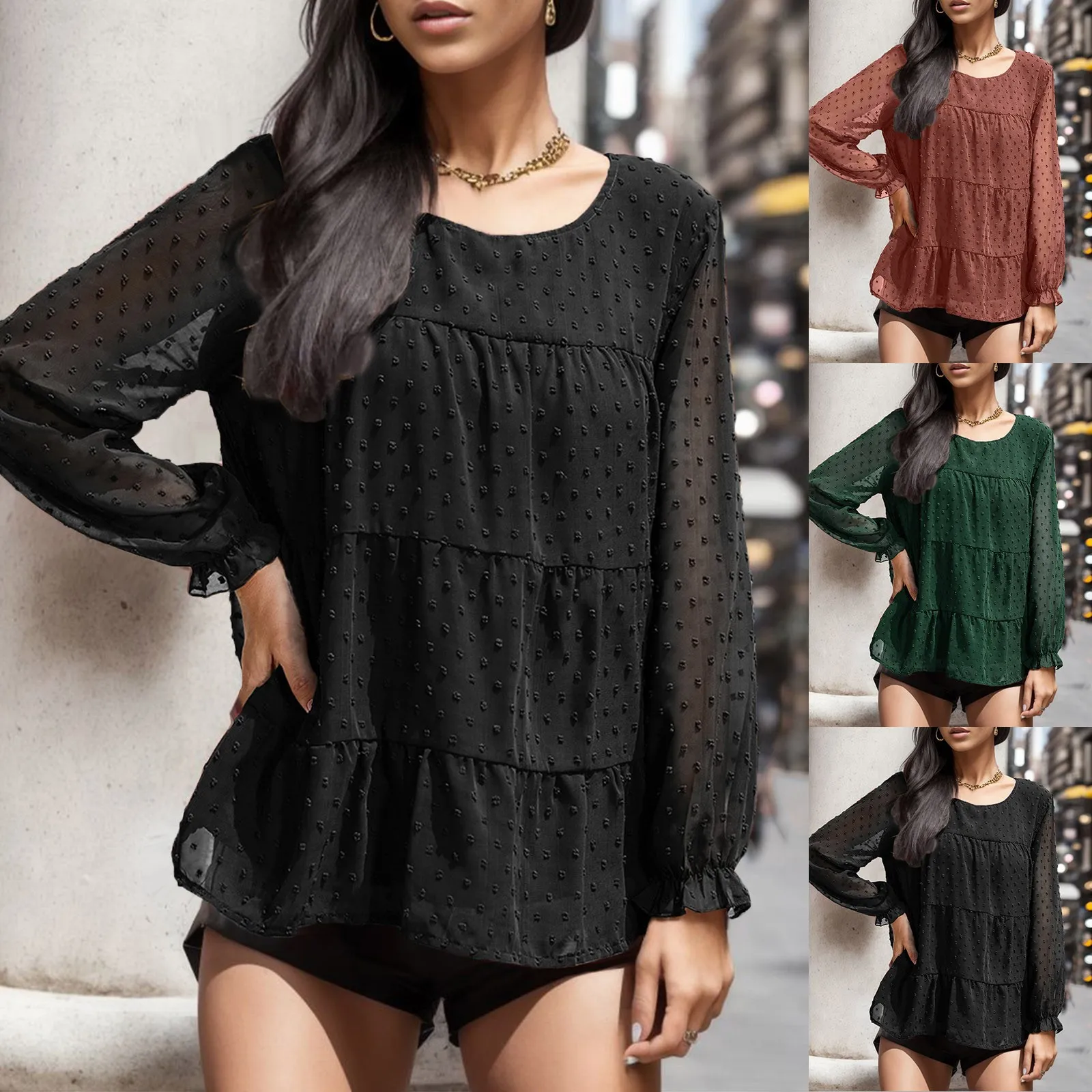Polka Dot Printed Chiffon Blusas Women Elegant Shirts Lady Casual Long Sleeve O-Neck Tops Lantern Sleeves See-Through Tops Blusa
Polka Dot Printed Chiffon Blusas Women Elegant Shirts Lady Casual Long Sleeve O-Neck Tops Lantern Sleeves See-Through Tops Blusa