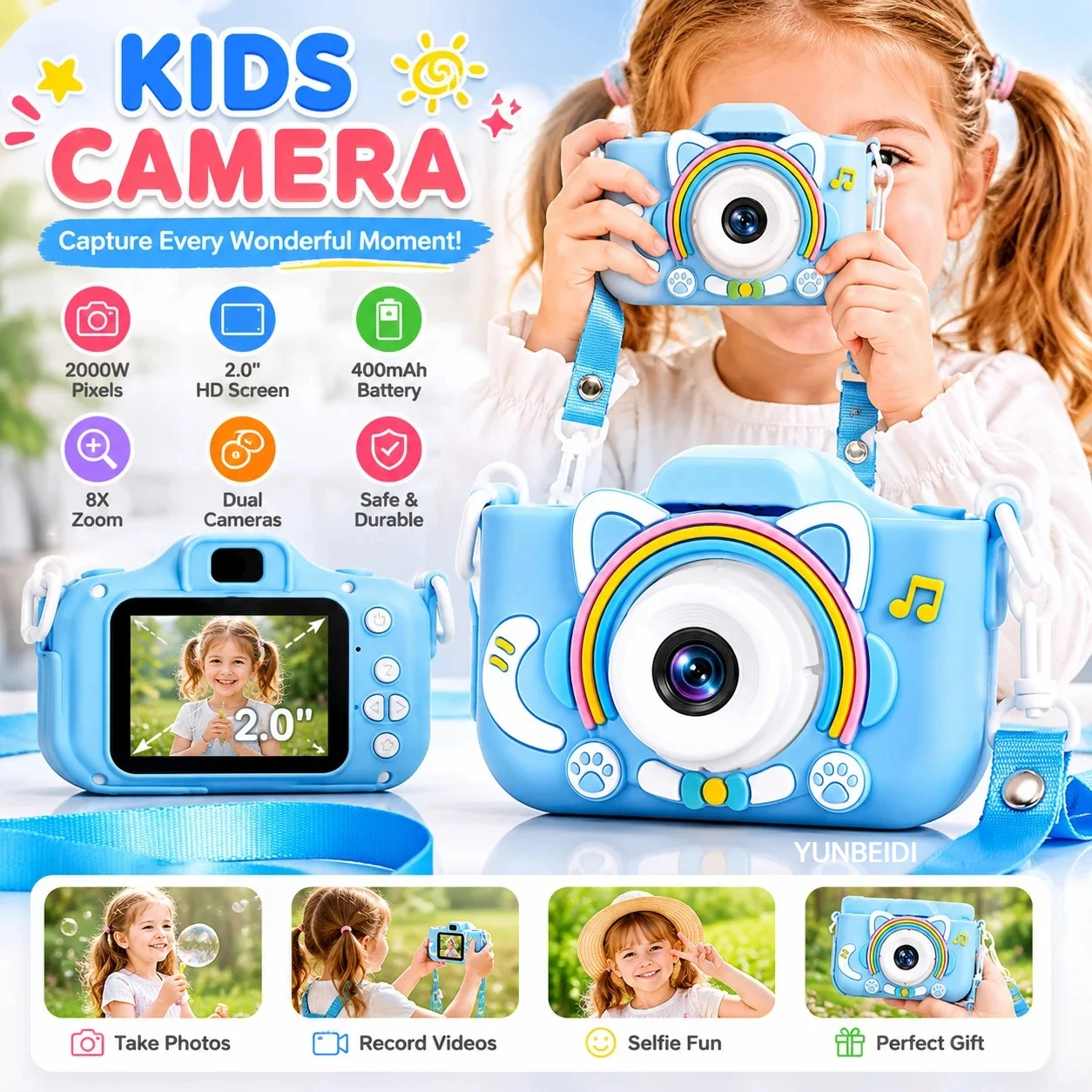 Children's Camera 2.0-inch High-definition Children's Digital Video Camera with 64g Memory Card - Mini Camera Birthday Gift Toy
Children's Camera 2.0-inch High-definition Children's Digital Video Camera with 64g Memory Card - Mini Camera Birthday Gift Toy