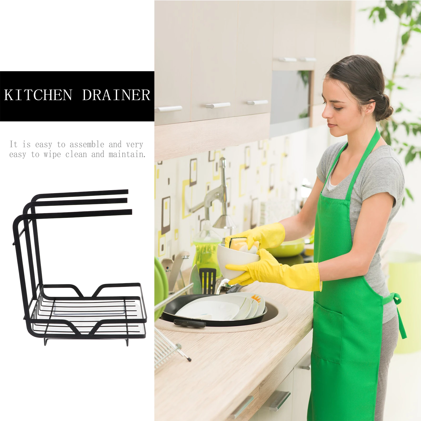 1pc Wall-mounted Drill-free Dish Drying Rack 2-Tier Kitchen Storage Shelf Black Metal Soap Holder Cloth Rack for Home Hotel
1pc Wall-mounted Drill-free Dish Drying Rack 2-Tier Kitchen Storage Shelf Black Metal Soap Holder Cloth Rack for Home Hotel